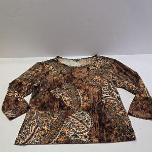 Vintage Caia Paisley Print Brown Women's Top